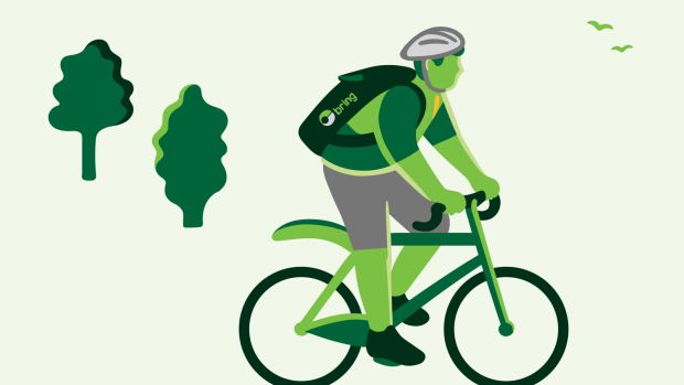 Bring-bud kører på cykel