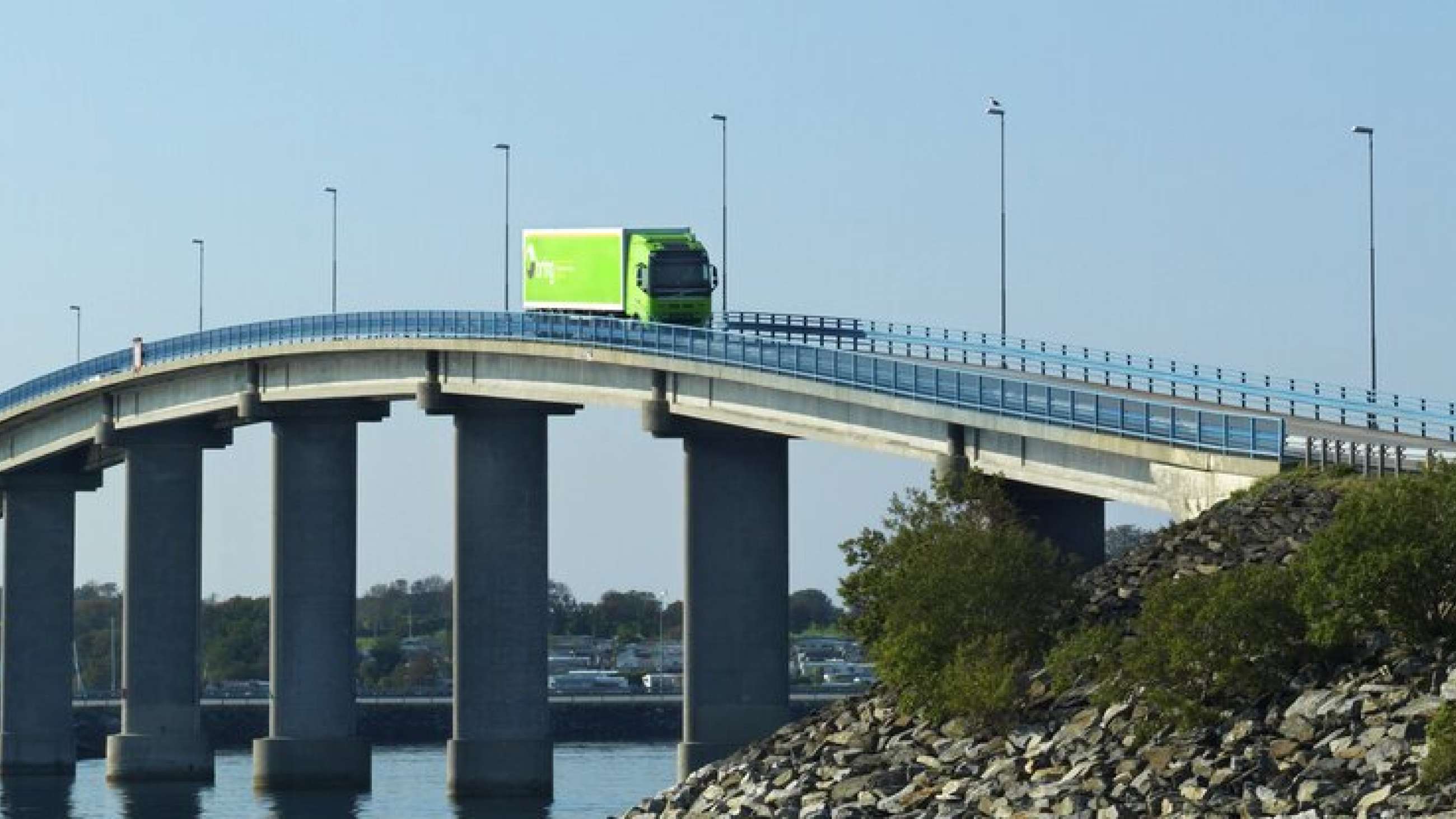 Bring truck crossing bridge