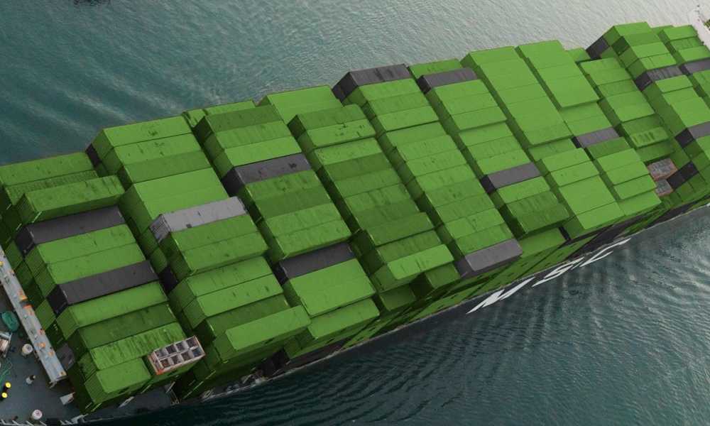 Ship with containers