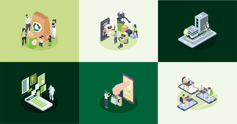 Illustration af online shopping trends