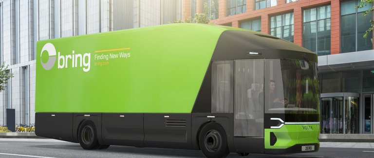 En elektrisk lastbil fra Volta Trucks med Bring-profilering